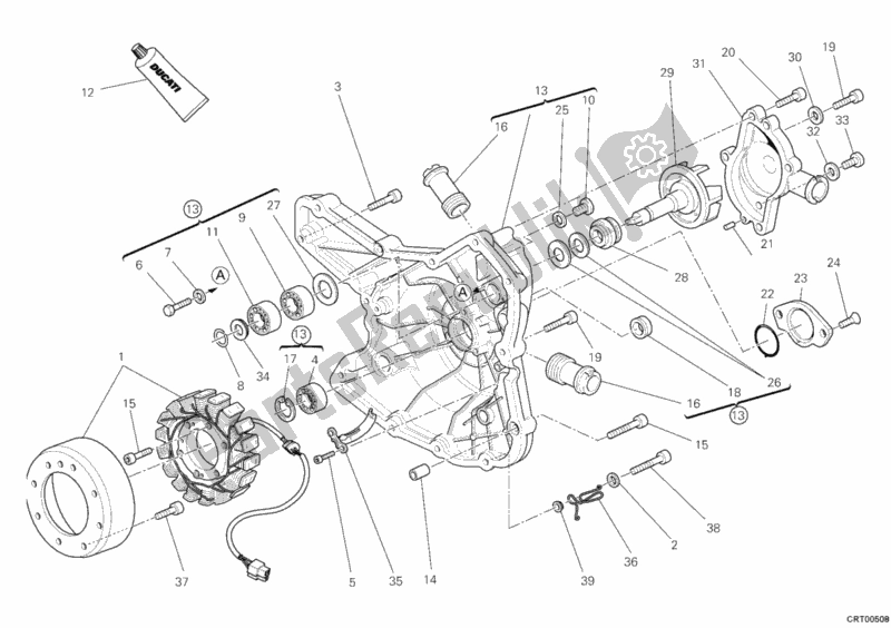 Alle onderdelen voor de Generatorafdekking - Waterpomp van de Ducati Superbike 1198 R 2010